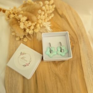 pampilles fleur vert menthe à l’eau pour créoles boucles d’oreilles