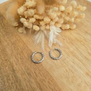 Créoles Martelées Argenté 16 mm