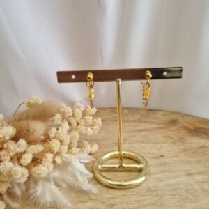boucles d’oreilles pendantes acier inoxydable jaunes