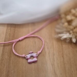 Bracelet Léana Pivoine rose avec fleur en pâte polymère