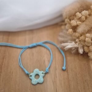 Bracelet Léana Lagune bleu en pâte polymère et cordon