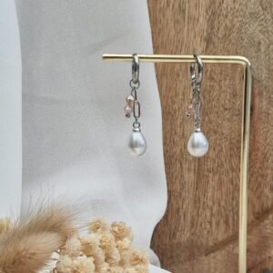 Boucles d’oreilles pendantes Perles en acier inoxydable – Bijou élégant sans nickel