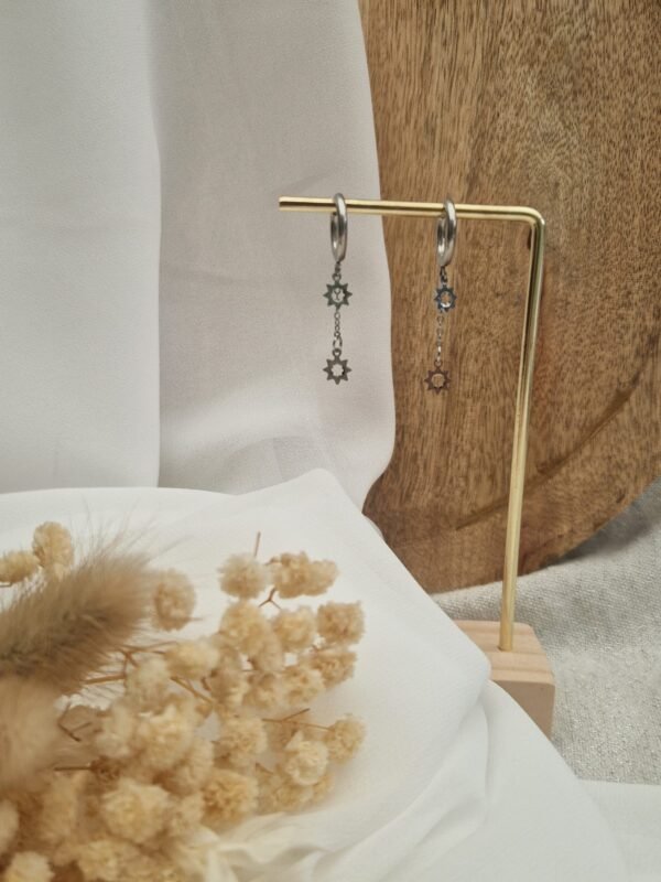Boucles d’oreilles pendantes Étoiles en acier inoxydable – Bijou délicat sans nickel