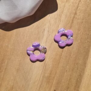 Pampilles Léana fleur lilas et violet pour créoles interchangeables