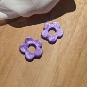 Pampilles Léana fleur violette scintillante pour créoles interchangeables